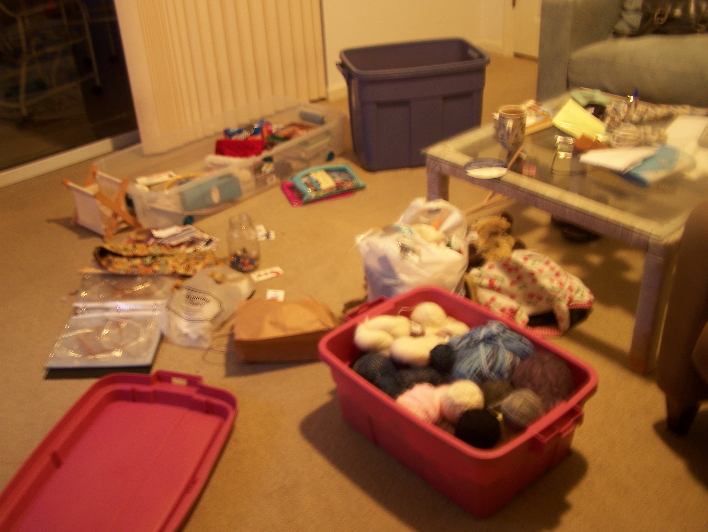 Trying to organize.  This is what taking up knitting really means!